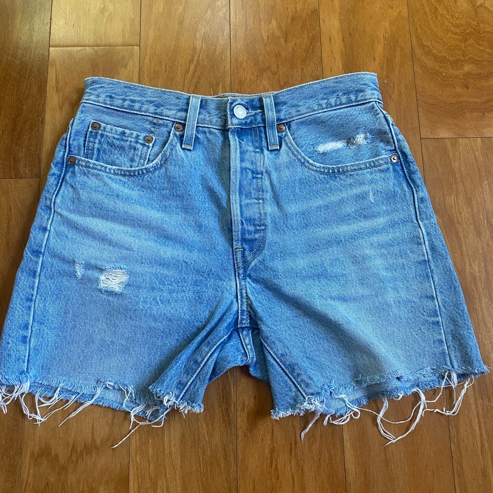 Levi’s 501 Distressed Medium Wash Denim Shorts